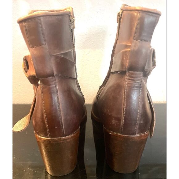 Vintage USA FRYE Women's Brown Leather Biker Boots Size 10B Preowned - Picture 7 of 13